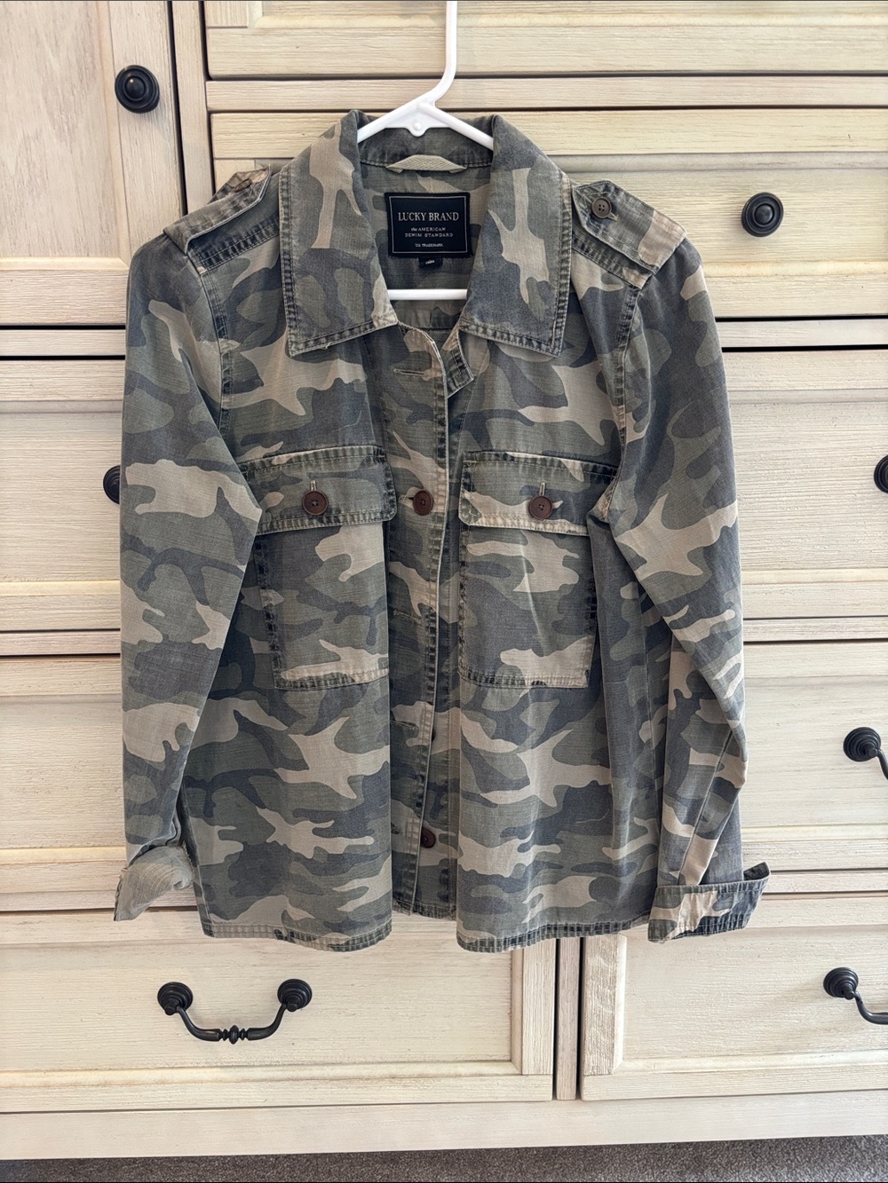 Lucky Brand Kids Camo Utility Jean Jacket in Green and Tan